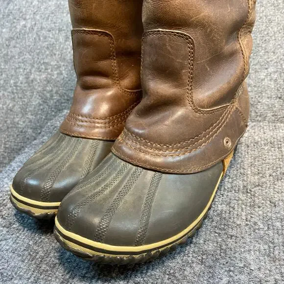 Sorel Women 7.5 Nutmeg Brown Leather Slimpack Belted Riding Tall Boot Equestrian - Picture 10 of 11